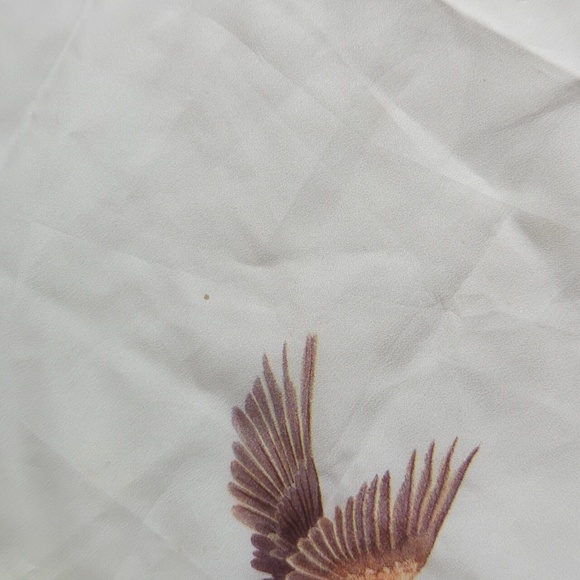 Vintage E. Golz Rush Bird Rectangular Scarf Yellow White - Picture 9 of 12